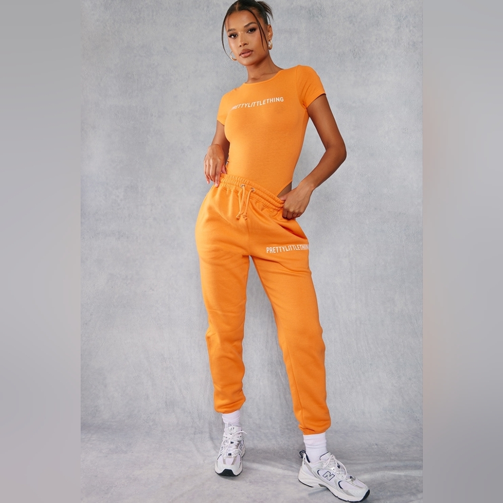 PrettyLittleThing Orange Track Pants Sporty Style